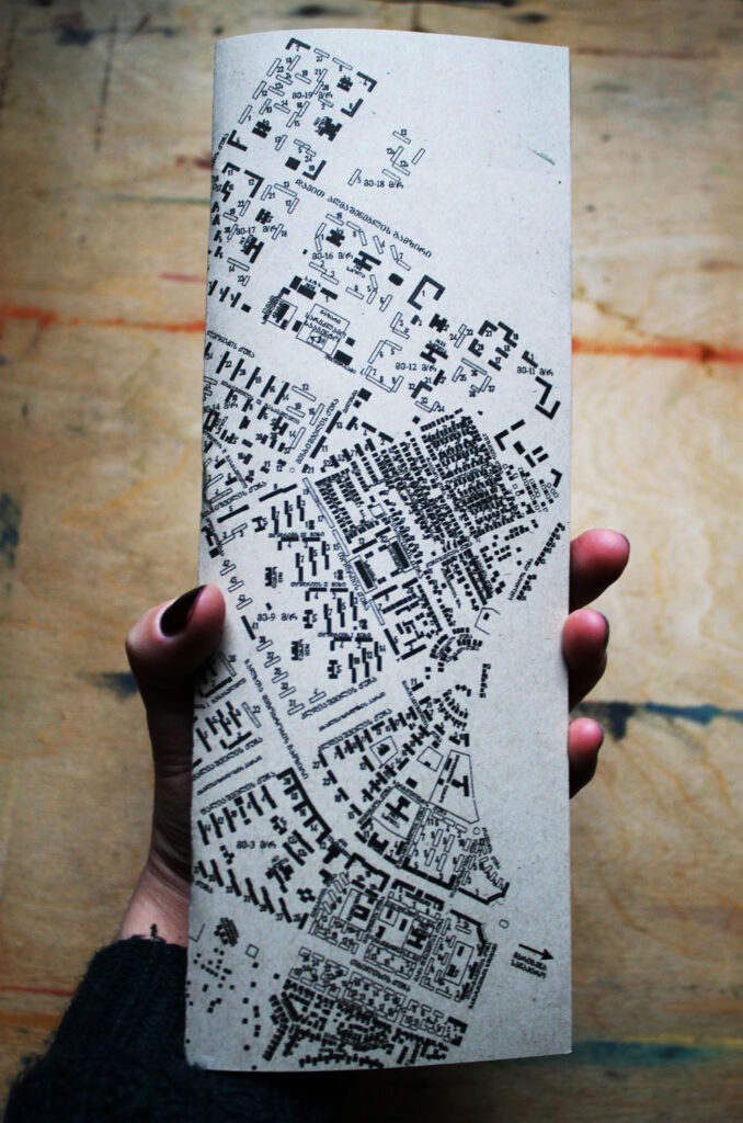 Cover of a zine that shows a map. 