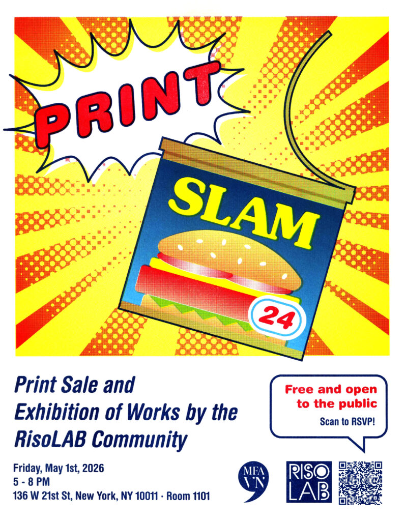 Print Slam 24 poster showing a graphic spam container in a comic style.