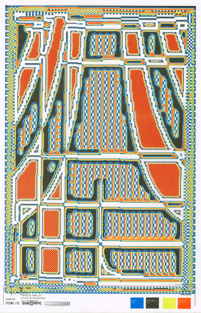Abstracted pixels that create weaving like images.